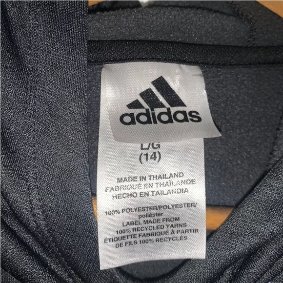 Adidas Sweater Girls Large Gray Hoodie Pullover Outdoors Training Youth - Picture 3 of 3